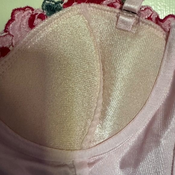 Fredrick's Of Hollywood Pink Floral Embroidered Corset Size 32 Coquette - Picture 12 of 16